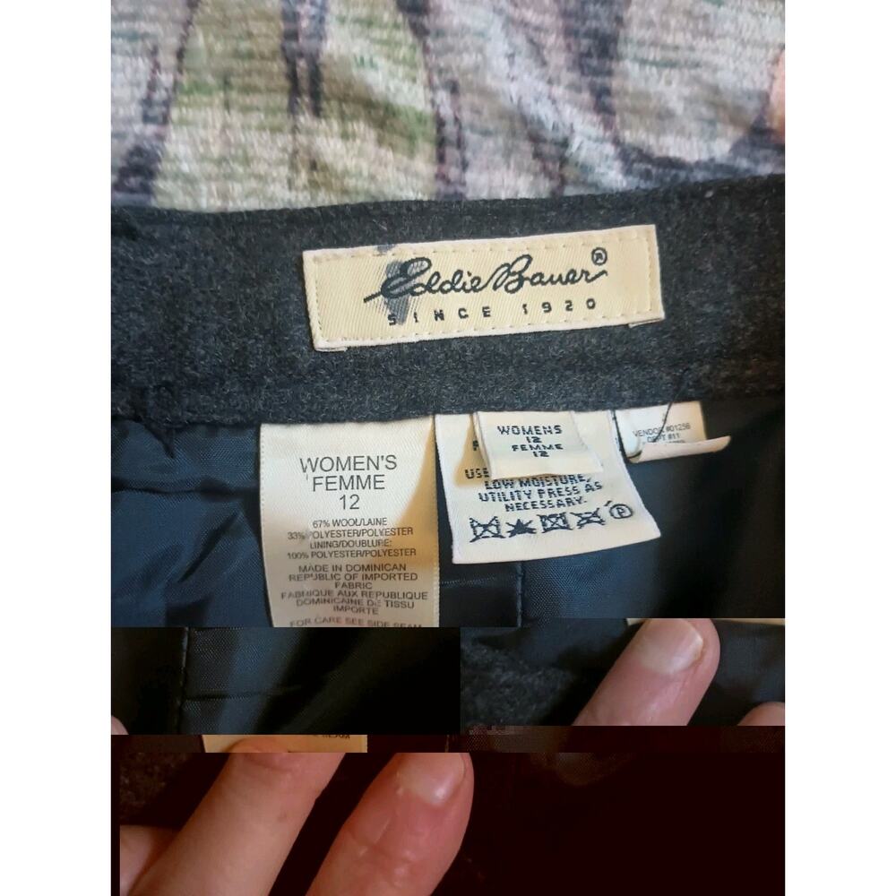 Vtg Eddie Bauer Womens Academia Wool Trouser Pants 12 Gray High Waist Old Money - Picture 7 of 12